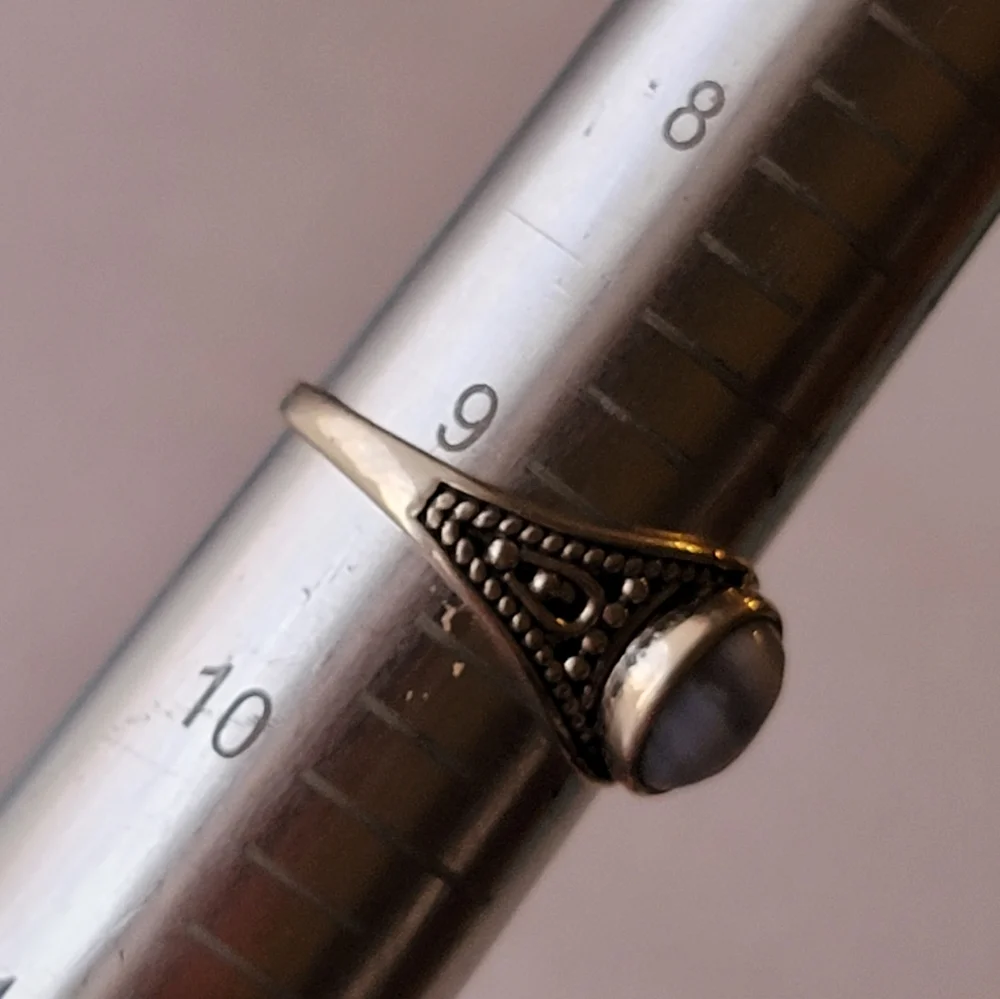 Blue Lace Agate Sterling Silver Class Ring Signed Size 9